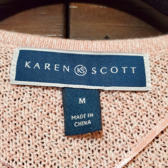 NWOT - Karen Scott Cotton Textured Tunic Top Pink - Picture 4 of 5